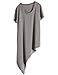 Jollychic Women's Solid Color Loose Asymmetry O-Neck Short Sleeve Cotton T Shirt