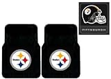 3-Piece Pittsburgh Steelers Automotive Interior Gift Set - A Set of 2 NFL Licensed Universal-Fit Molded Front Rubber Floor Mats and One Official NFL Licensed Team Helmet Logo Air Freshener Pine Forest Scent