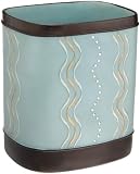 Popular Bath Diamond Stripes Blue Waste Basket