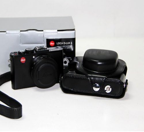 CuteKindService "Ever Ready" PU Leather Camera Case Bag Cover For Leica D-LUX6 Camera with a shoulder strap Black