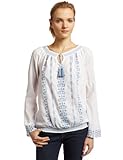 Lucky Brand Women's Paloma Embroidered Top-Blue Multi,Blue Multi,X-Small