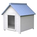 New Age Pet All-Weather Insulated Dog Bunk House, White/Blue, Large, For Pets up to 120 Pounds