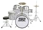 TKO 5-Piece Complete Junior Drum Set - Metallic Silver