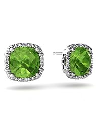 Genuine Peridot 14kt White Gold Earrings