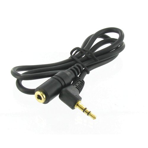 2' 3.5mm Male Right Angle Plug to 3.5mm Female Jack Headphone Extension Cable
