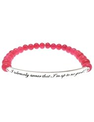 Kissika 925 Sterling Silver I solemnly swear that Im up to no good Hot Pink Jade Bracelet