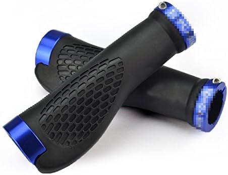 1 pair of Reduce Vibration  Durable TPR  Surface Rubber Comfort Grip  Anodized Aluminum Ends Plug bicycle MTB XC FR Handle BarFit 3/4" To 1" Handlebar (Blue)