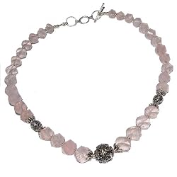 Antique Necklaces Sterling Silver Rose Quartz Jewelry 19 inches