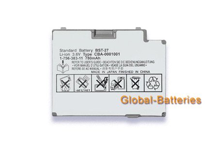 3.70V, 780mAh, Li-ion, Replacement Mobile Phone Battery for SONY ERICSSON BST-27