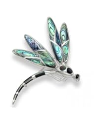 Heather Needham, Silver Large Paua Shell Dragonfly Brooch With Pendant Loop 20Gms