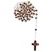 Stainless Steel Link Rosary with 6mm Red Cloisone beads, Virgin Mary centerpiece and 27mm cloisone cross - Necklace 30in. Long