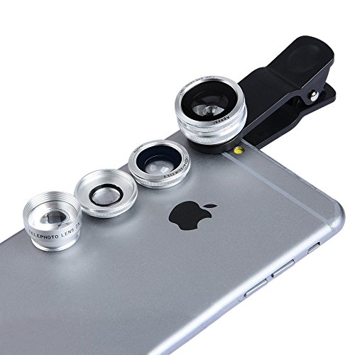 Apexel 4 in 1 camera phone lens kit 180 degree fisheye + 0.65x wi…