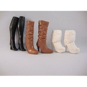 A Set of 3 Pairs of Boot Made to Fit the Barbie Doll by Olivia's Doll Closet