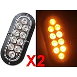 2 Amber Oval 6" SURFACE MOUNT LED Turn Signal Parking Light Trailer Truck RV SEALED Clear lens