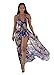 Women's V Neck Halter Floral Maxi Skirt Overlay Rompers Jumpsuit Playsuit Large
