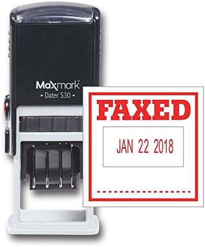 MaxMark S30 Date Stamp with "FAXED", Self Inking Stamp - Red Ink