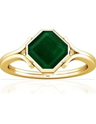 18K Yellow Gold Emerald Cut Emerald Womens Astrological Ring