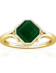 18K Yellow Gold Emerald Cut Emerald Solitaire Ring