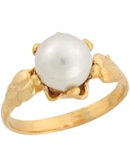 14k Real Yellow Gold Mother of Pearl Fancy Delicate Baby Girls Ring