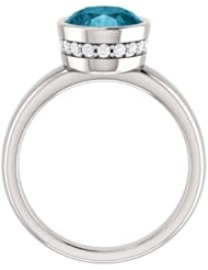 Platinum 10.00x8.00mm Oval Cut London Blue Topaz and Diamond Ring -- LIFETIME WARRANTY