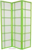 6ft. Double Cross Japanese Shoji Folding Privacy Screen Room Divider - 4 Panel Lime Green