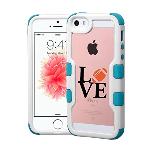 iPhone SE Case Love Football, Extra Shock-Absorb Clear back panel + Engineered TPU bumper for iPhone 5 / 5s / iPhone SE (2016) Blue Cover (Love Football)