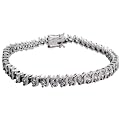 Zirconite Sterling Silver Clear Tennis Bracelet Cubic Zirconia Rhodi Round Cut3MM&nbsp;