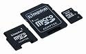 Kingston 8 GB microSDHC Class 4 Flash Memory Card with SD and miniSD Adapters SDC4/8GB-2ADP