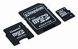 Kingston 8 GB microSDHC Class 4 Flash Memory Card with SD and miniSD Adapte ....