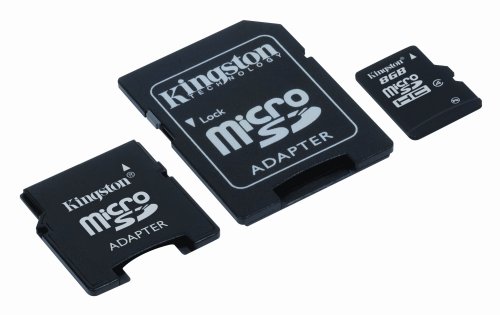 Kingston 8 GB microSDHC Class 4 Flash Memory Card with SD and miniSD Adapters SDC4/8GB-2ADP