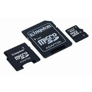 discount Kingston 8 GB microSDHC Class 4 Flash Memory Card with SD and miniSD Adapters SDC4/8GB-2ADP for sale