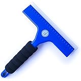 Squeegee for Shower, Window and Car Glass - 2 Extra Silicone Replacement Blades - Foam Handle - Color Blue