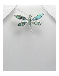 Dragonfly Shell Pendant Necklace In 92.5 Sterling Silver
