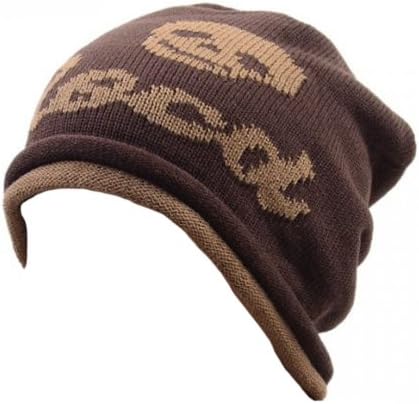 Elaineaccessories Thick Skull Letter Winter Warm Skull Beanie Cap Ski Hat (coffee)