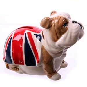 Tirelire Bulldog avec le drapeau anglais Tirelire Bulldog avec le drapeau anglais