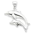 Sterling Silver Polished Mother & Baby Dolphins Pendant