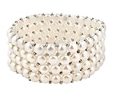 ClassicDiamondHouse Natural Freshwater Flat Coin Pearl .925 Sterling Silver 4 Row Bracelet (Super Special, Free Gift Included)