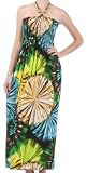 Colorful Burst Graphic Print Beaded Halter Smocked Bodice Long / Maxi Dress ( 2 Colors ) - Clearance Sale !