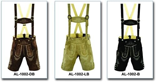 German Bavarian Authentic Lederhosen Suede Leather Oktoberfest costumes (38, Black)