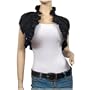 Plus Size Black COTTON Ruffled Collar Bolero Shrug - 2X