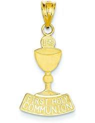 14K Yellow Gold First Holy Communion Charm Pendant