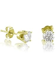 14k Yellow Gold Round Brilliant Cut Diamond Stud Earrings (GH, SI, 0.33 carat)