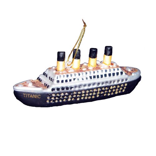 Kurt Adler 5-Inch Noble Gems Glass Titanic Ornament Kurt Adler 5-Inch Noble Gems Glass Titanic Ornament