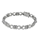 Tressa Sterling Silver Chunky Links CZ Bracelet with Secure Clasp