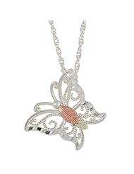 Black Hills Gold Sterling Silver Floating Butterfly Necklace
