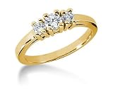 0.45CTW Classic Round Three Stone Ring in 14k Yellow Gold
