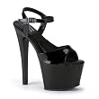 7 Inch Black High Heel Sandals Open Toe Sexy Shoes Ankle Strap Mid Platform