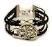 Wolf Infinity Silver Color Black Wax Cords Leather Braid Bracelet Rope Leather Bracelet
