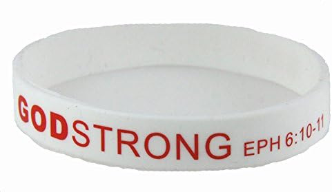 Godstrong 8040002 3 Pieces White with Red Child Size Imprinted Silicone Band Eph. Ephesians 6:10-11