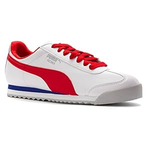 PUMA Men's Roma Basic Sneaker White/Flame Scarlet/Glacier Grey 7.5 M